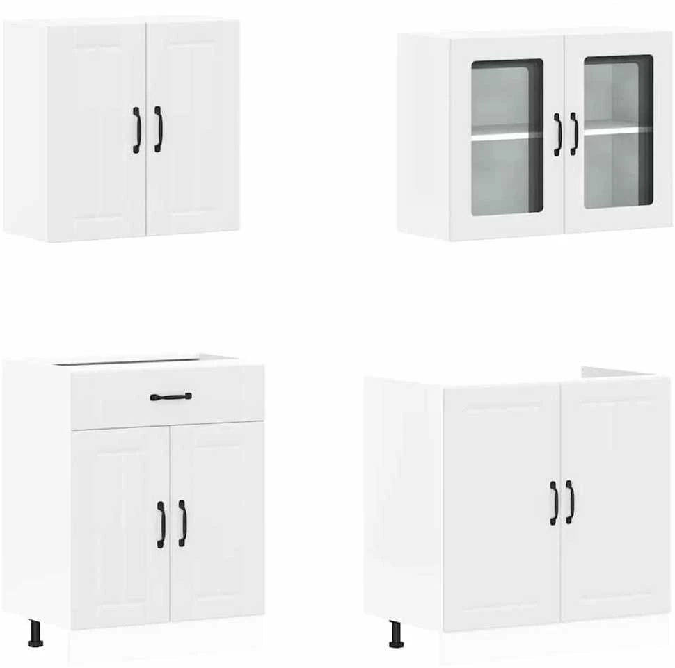 Virtuvinių spintelių komplektas, 4 dalių, Lucca, balta