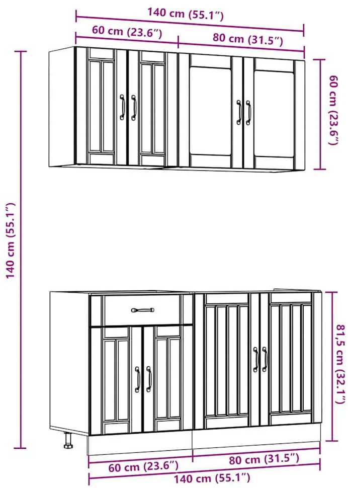 Virtuvinių spintelių komplektas, 4 dalių, Lucca, balta