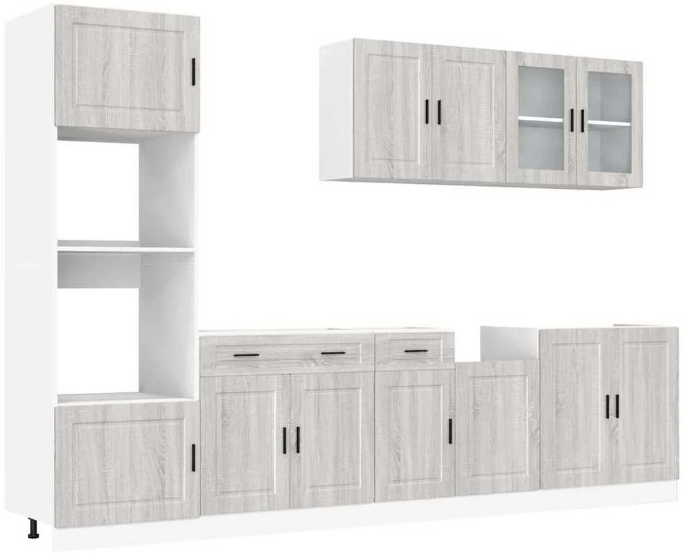 Virtuvinių spintelių komplektas, 7 dalių, Kalmar, pilka