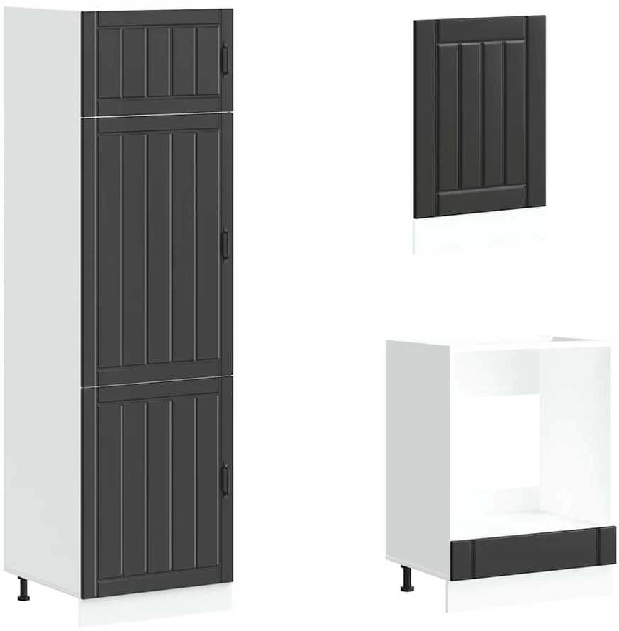 Virtuvinių spintelių komplektas, 7 dalių, Lucca, juoda
