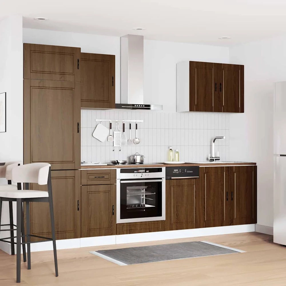 Virtuvinių spintelių komplektas, 7 dalių, Porto, ruda