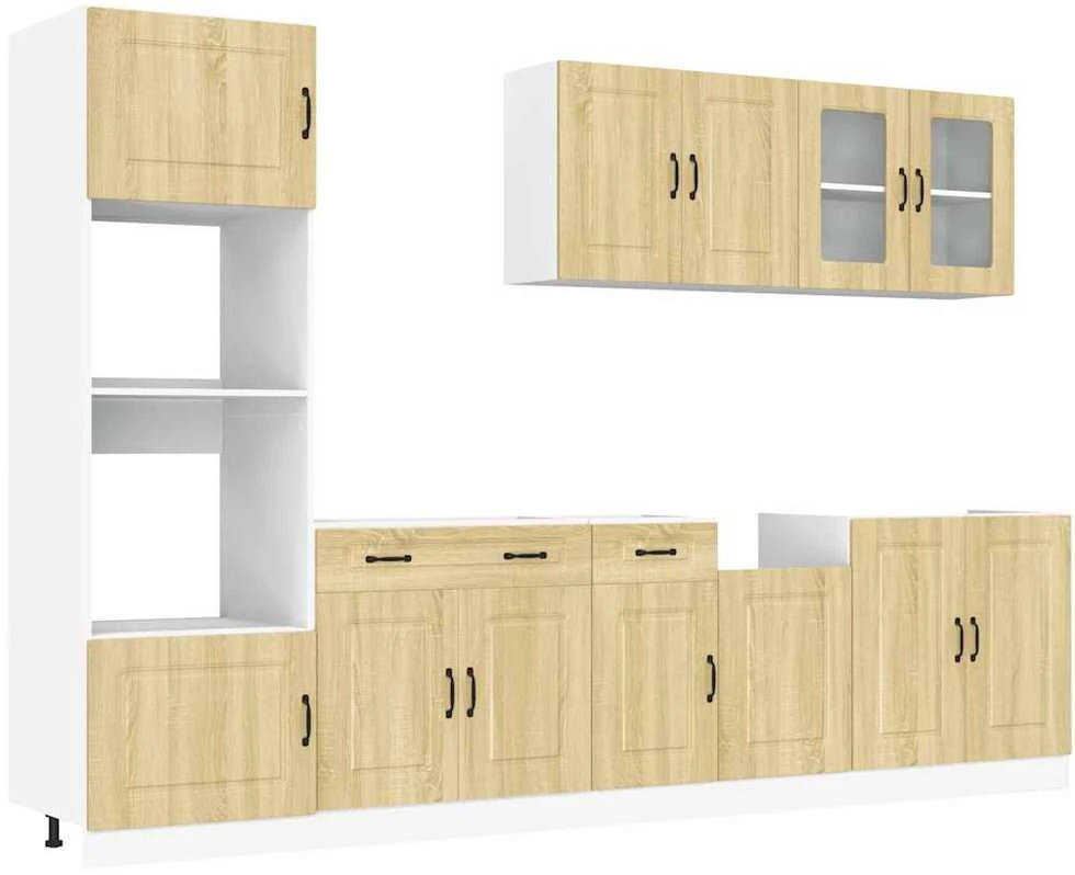 Virtuvinių spintelių komplektas, 7 dalių, Kalmar, ąžuolo