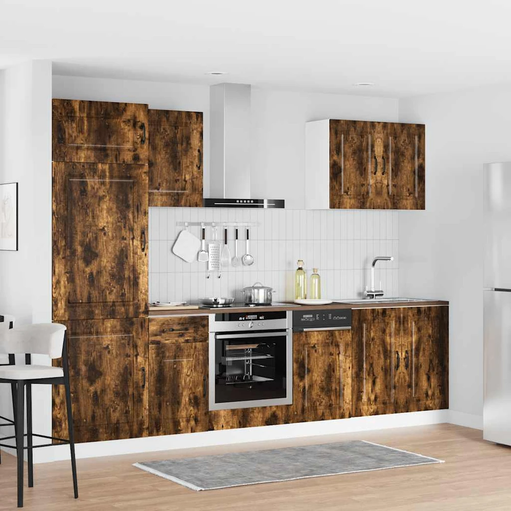 Virtuvinių spintelių komplektas, 7 dalių, Kalmar, dūminio