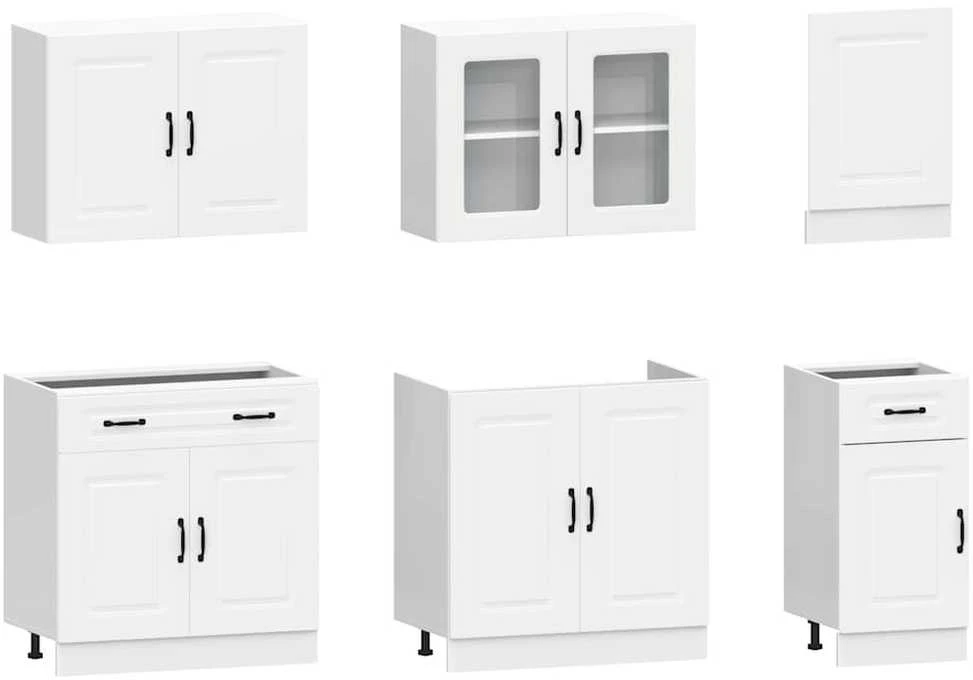 Virtuvinių spintelių komplektas, 7 dalių, Kalmar, balta