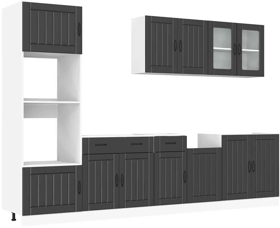 Virtuvinių spintelių komplektas, 7 dalių, Kalmar, juoda