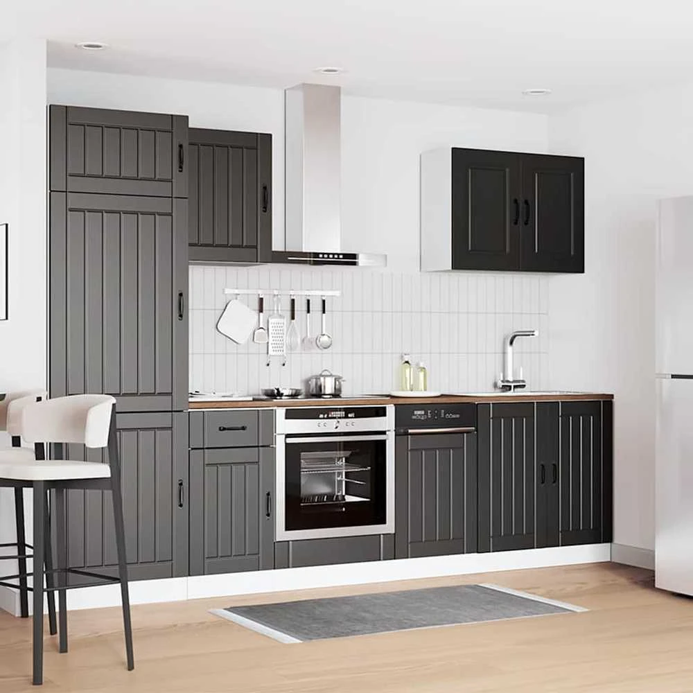 Virtuvinių spintelių komplektas, 7 dalių, Lucca, juoda