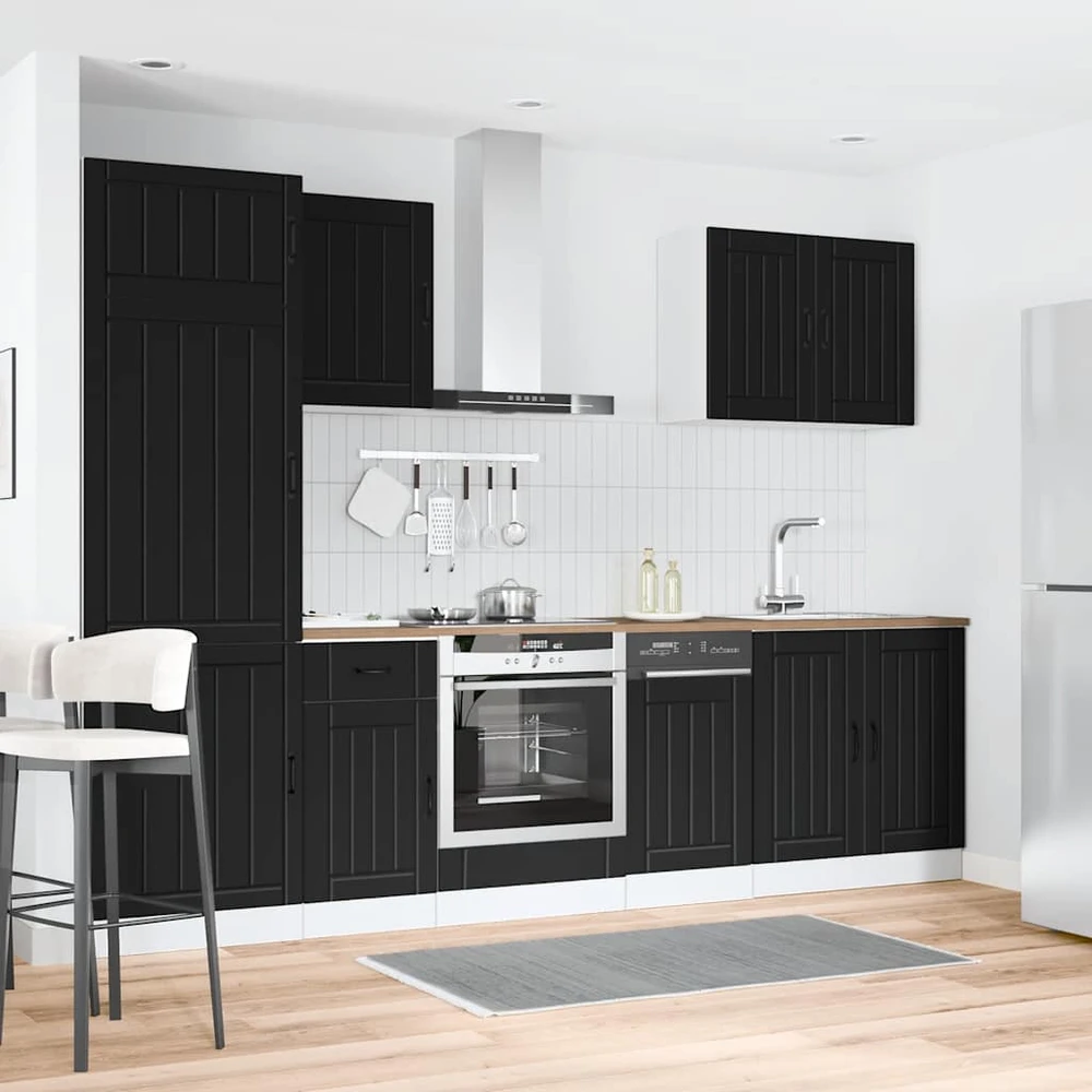Virtuvinių spintelių komplektas, 7 dalių, Lucca, juoda