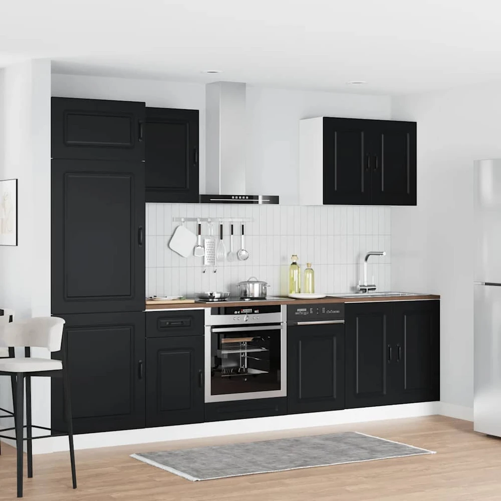 Virtuvinių spintelių komplektas, 7 dalių, Kalmar, juoda