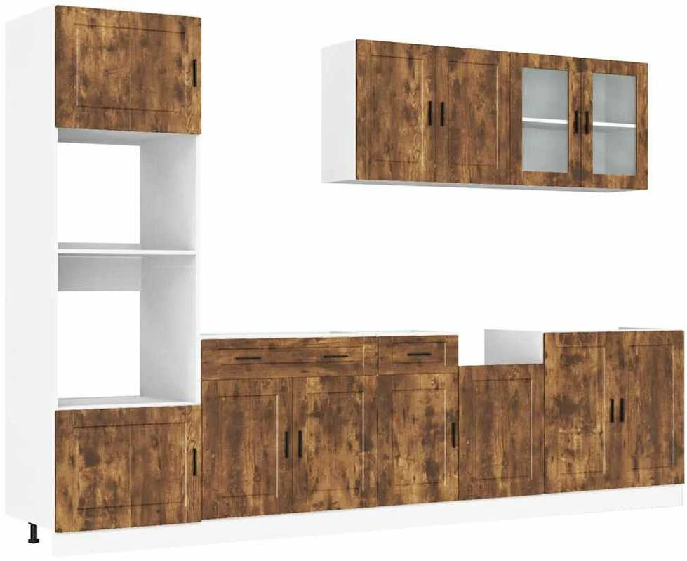 Virtuvinių spintelių komplektas, 7 dalių, Kalmar, dūminio