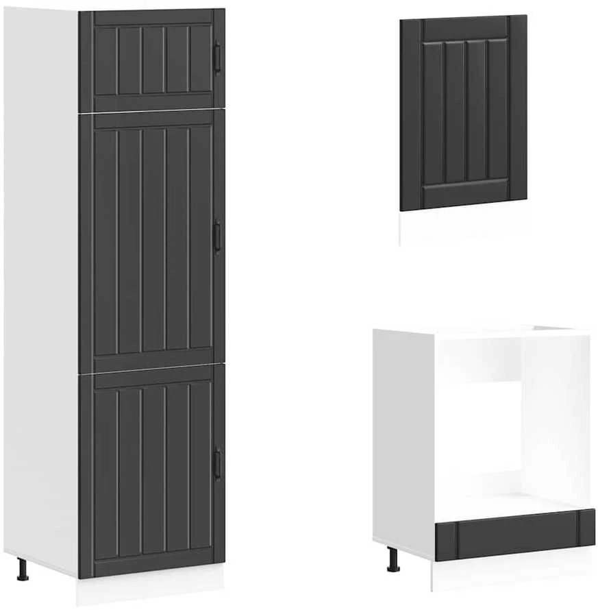 Virtuvinių spintelių komplektas, 7 dalių, Lucca, juoda
