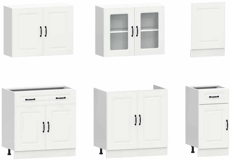 Virtuvinių spintelių komplektas, 7 dalių, Kalmar, balta