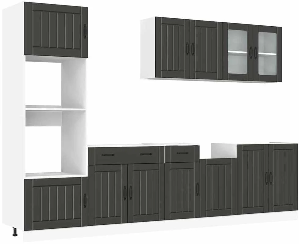 Virtuvinių spintelių komplektas, 7 dalių, Kalmar, juoda