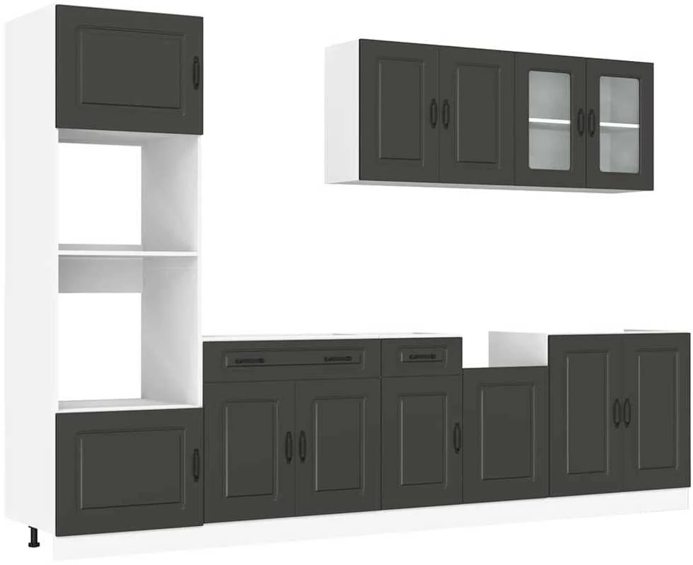 Virtuvinių spintelių komplektas, 7 dalių, Kalmar, juoda