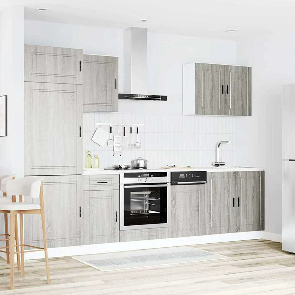 Virtuvinių spintelių komplektas, 7 dalių, Porto, pilka