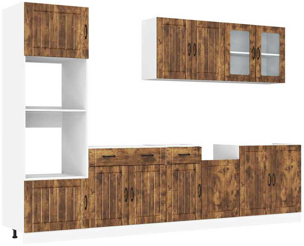 Virtuvinių spintelių komplektas, 7 dalių, Lucca, dūminio