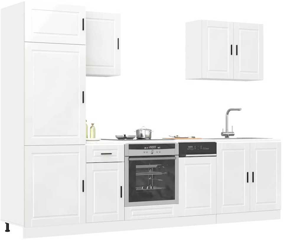 Virtuvinių spintelių komplektas, 7 dalių, Porto, balta