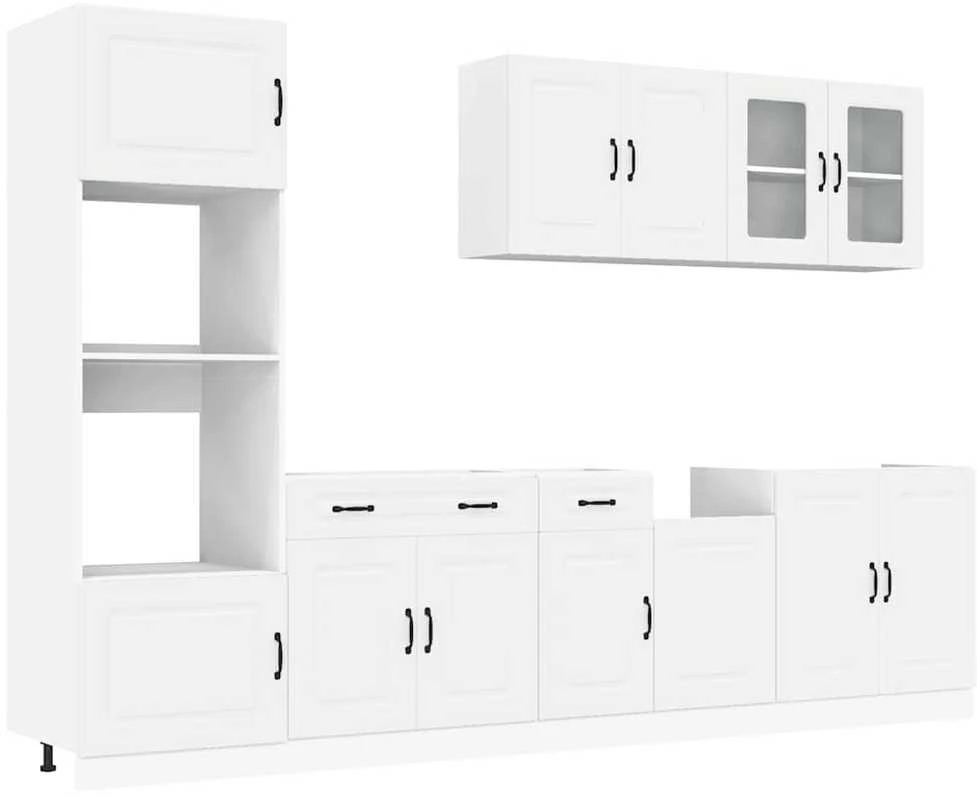 Virtuvinių spintelių komplektas, 7 dalių, Kalmar, balta