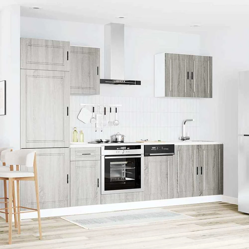 Virtuvinių spintelių komplektas, 7 dalių, Porto, pilka