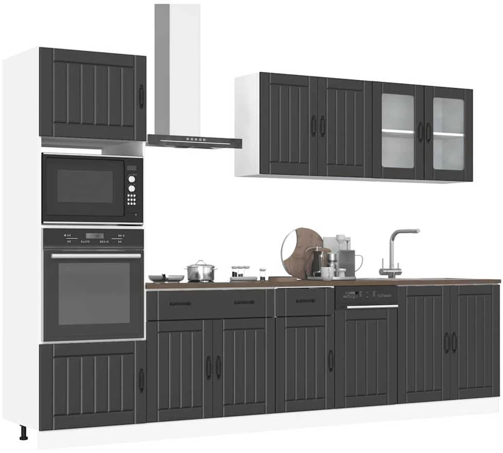 Virtuvinių spintelių komplektas, 7 dalių, Kalmar, juoda