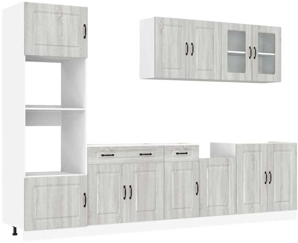 Virtuvinių spintelių komplektas, 7 dalių, Kalmar, pilka