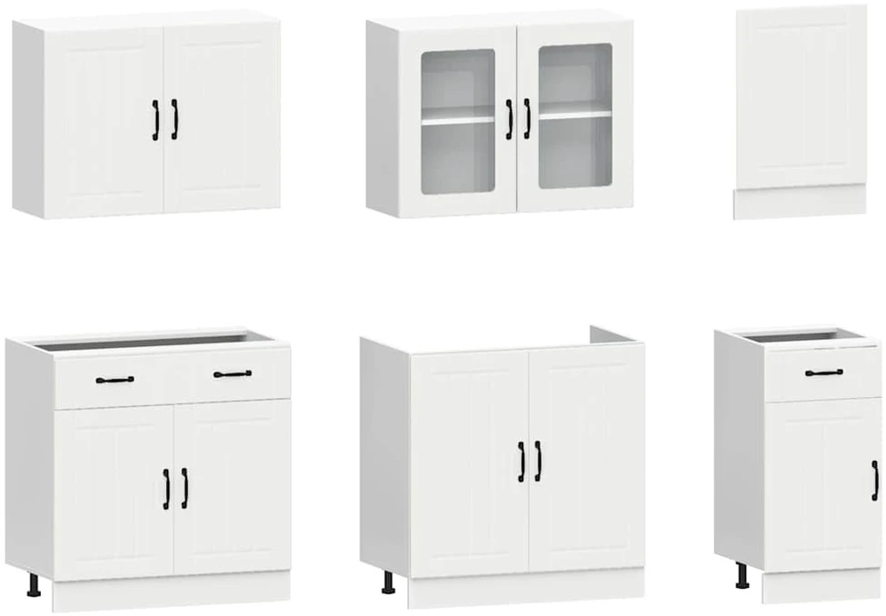 Virtuvinių spintelių komplektas, 7 dalių, Kalmar, balta