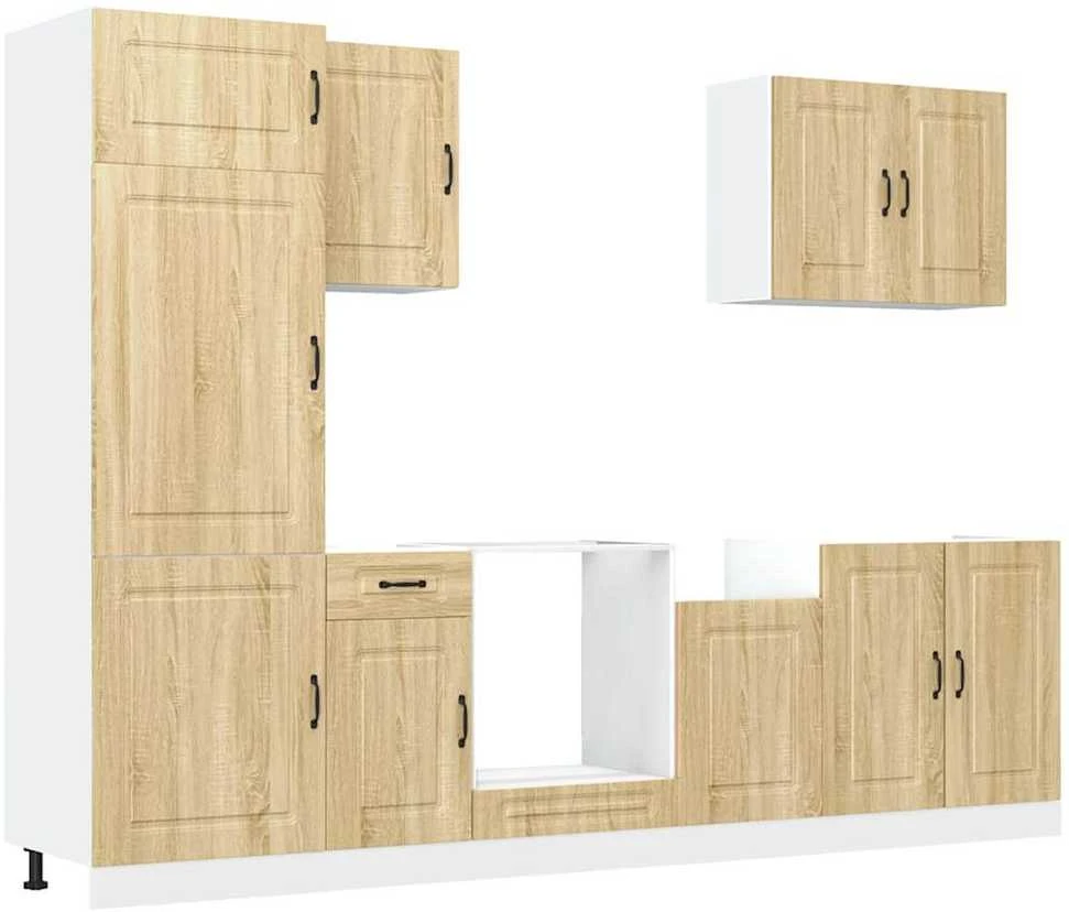 Virtuvinių spintelių komplektas, 7 dalių, Kalmar, ąžuolo