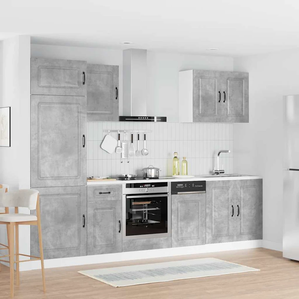 Virtuvinių spintelių komplektas, 7 dalių, Kalmar, betono pilka