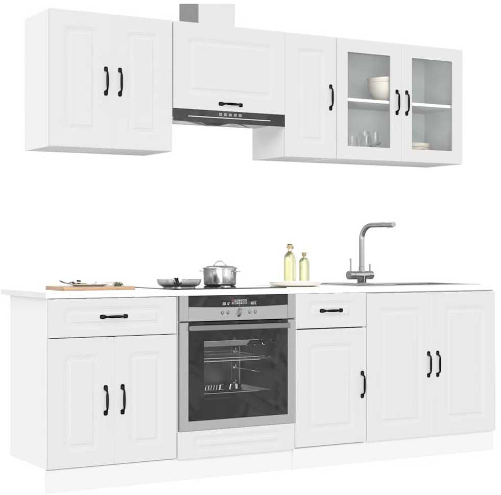 Virtuvinių spintelių komplektas, 8 dalių, Kalmar, balta