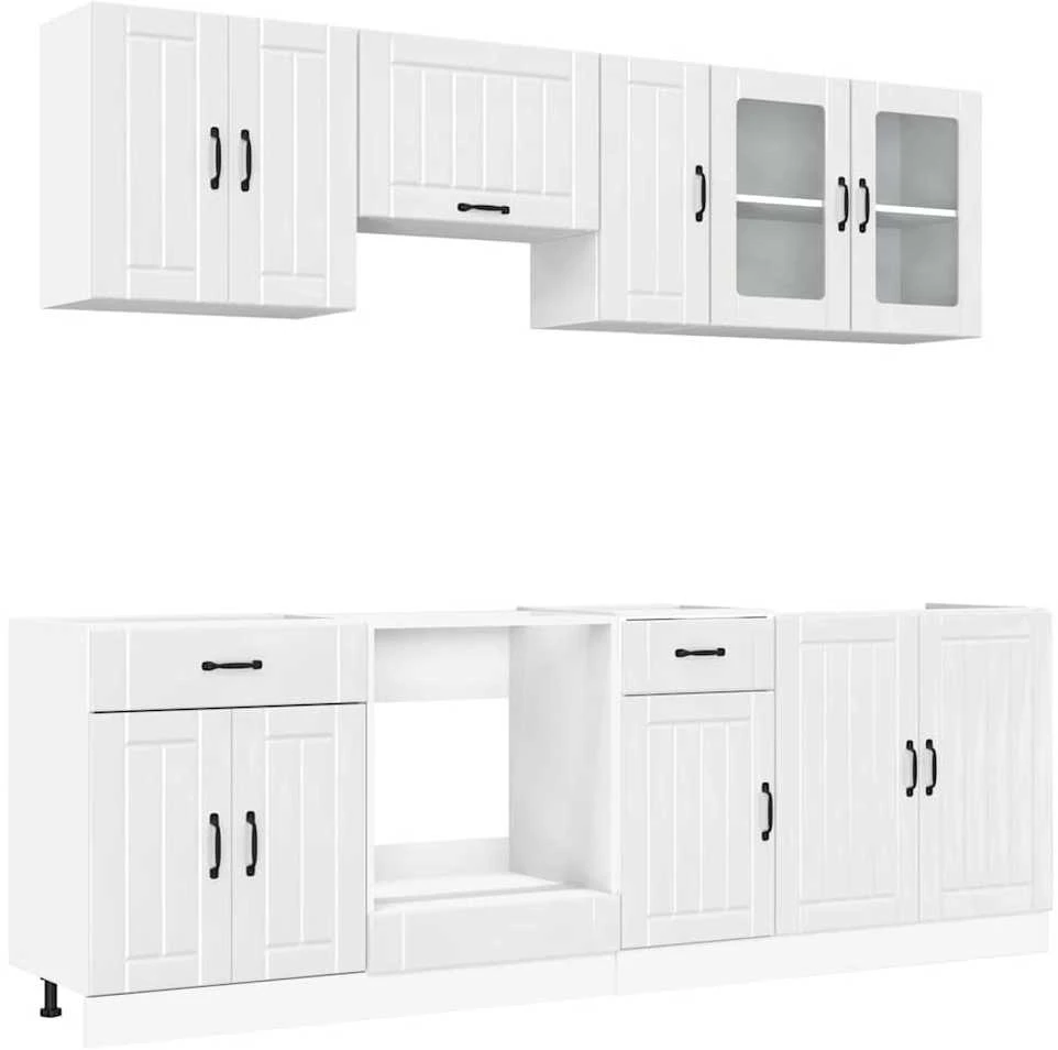 Virtuvinių spintelių komplektas, 8 dalių, Lucca, balta