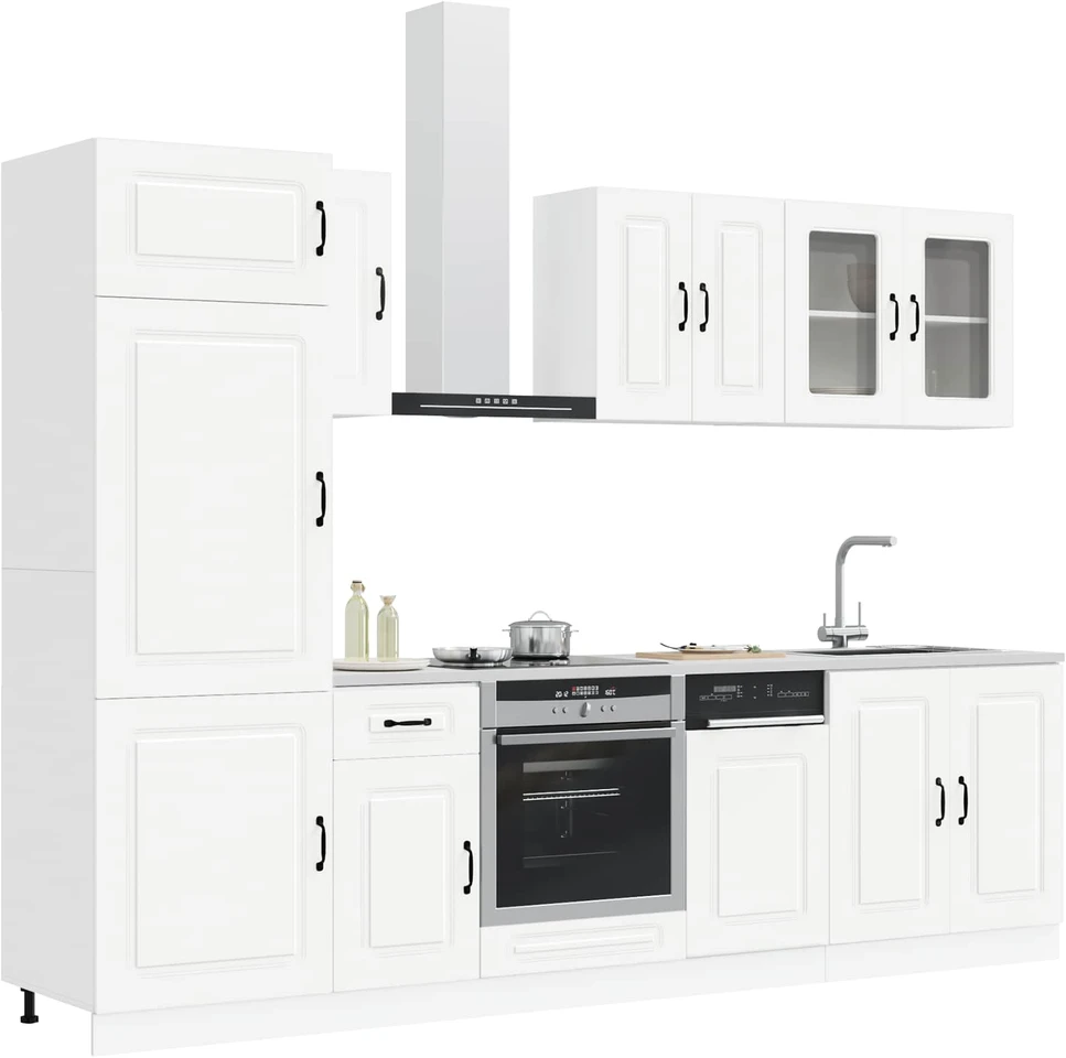 Virtuvinių spintelių komplektas, 8 dalių, Kalmar, balta