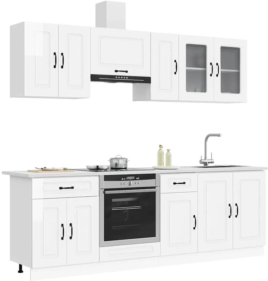 Virtuvinių spintelių komplektas, 8 dalių, Kalmar, balta