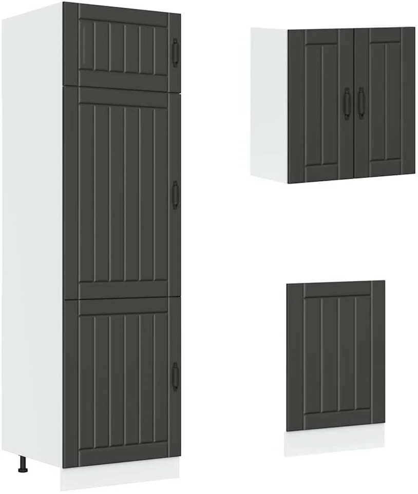 Virtuvinių spintelių komplektas, 8 dalių, Kalmar, juoda