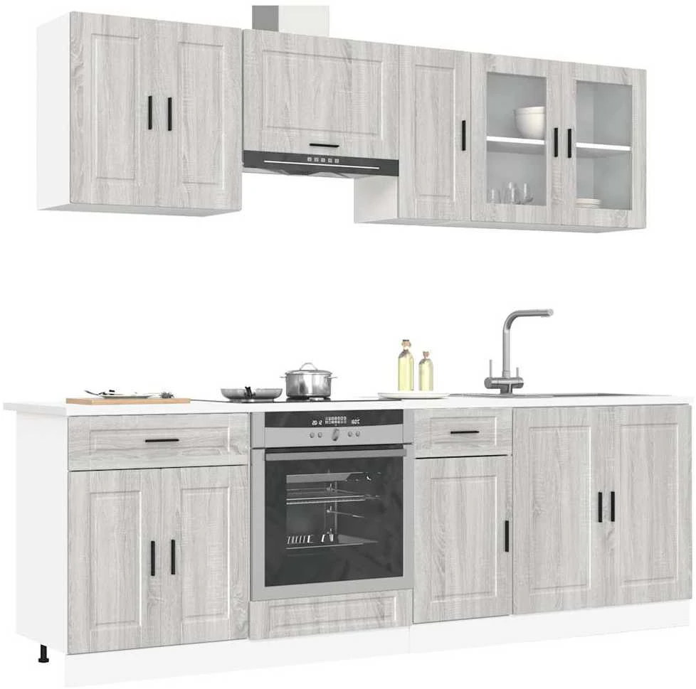 Virtuvinių spintelių komplektas, 8 dalių, Kalmar, pilka