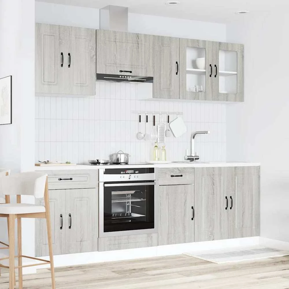 Virtuvinių spintelių komplektas, 8 dalių, Kalmar, pilka