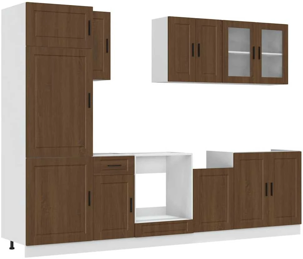 Virtuvinių spintelių komplektas, 8 dalių, Kalmar, ruda