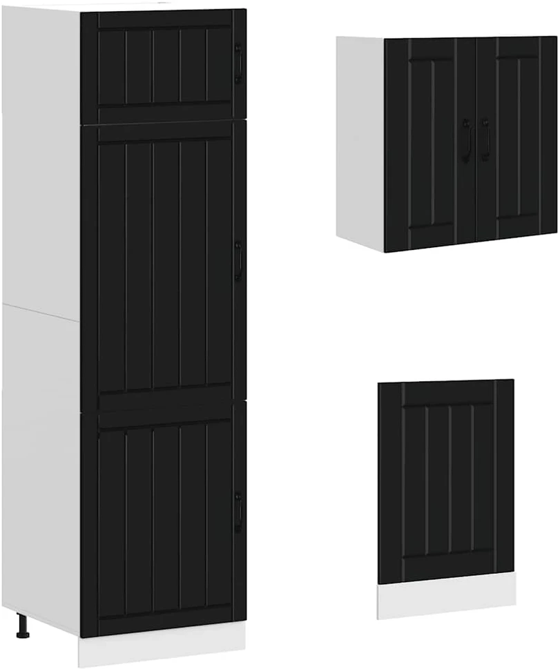 Virtuvinių spintelių komplektas, 8 dalių, Kalmar, juoda