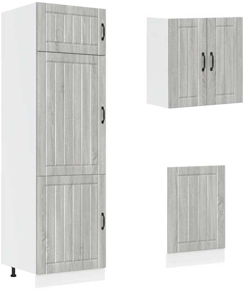 Virtuvinių spintelių komplektas, 8 dalių, Kalmar, pilka