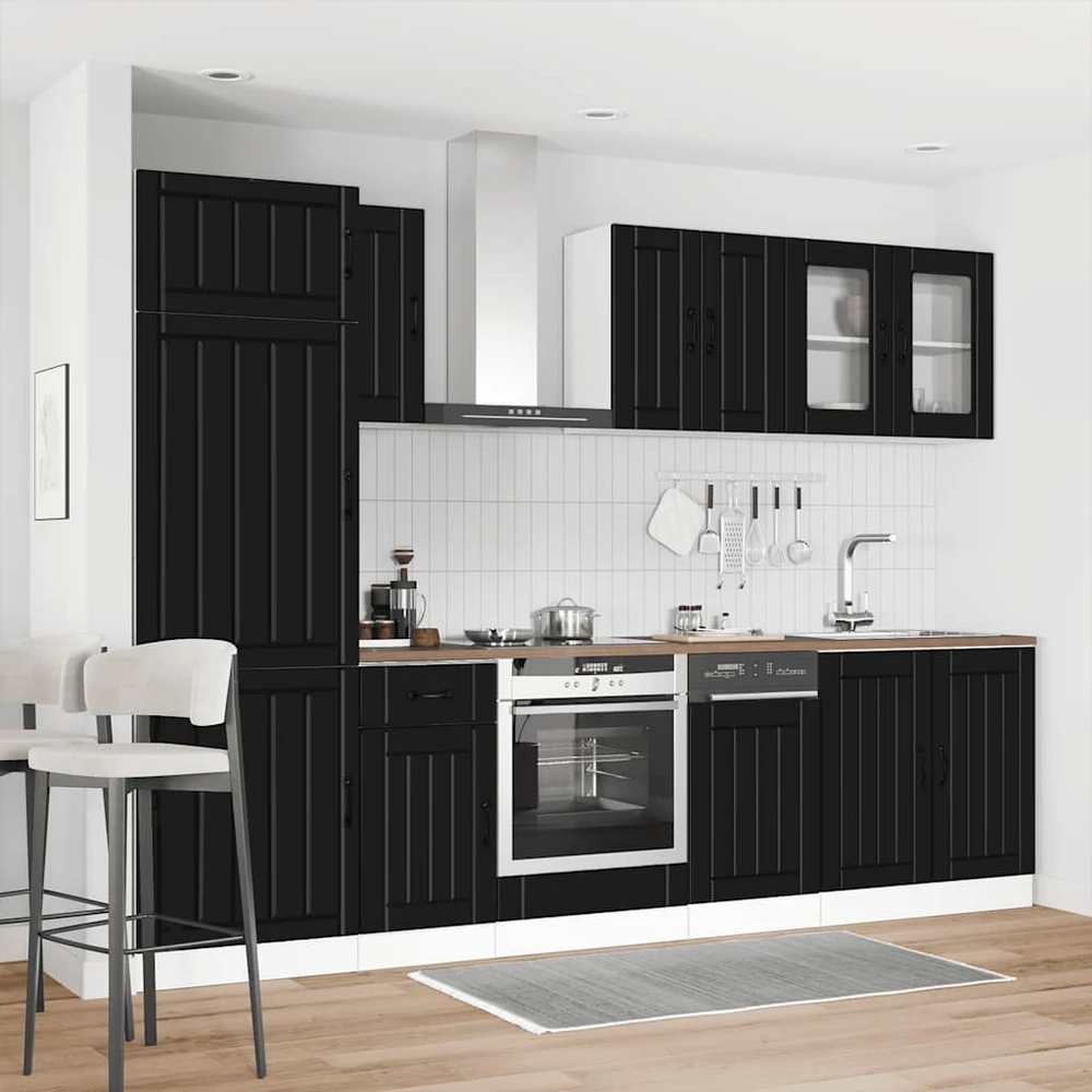 Virtuvinių spintelių komplektas, 8 dalių, Kalmar, juoda