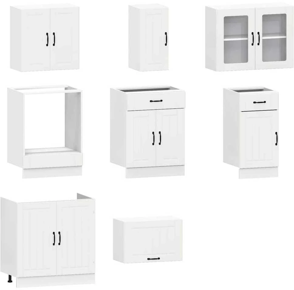 Virtuvinių spintelių komplektas, 8 dalių, Kalmar, balta