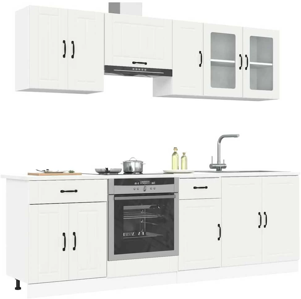 Virtuvinių spintelių komplektas, 8 dalių, Kalmar, balta