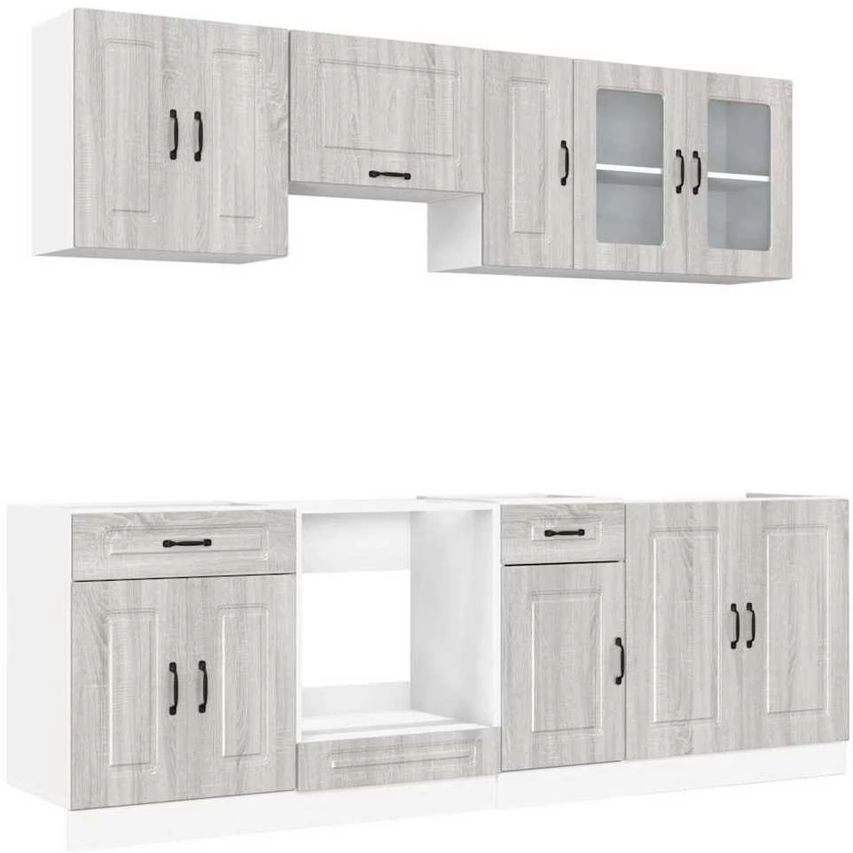 Virtuvinių spintelių komplektas, 8 dalių, Kalmar, pilka