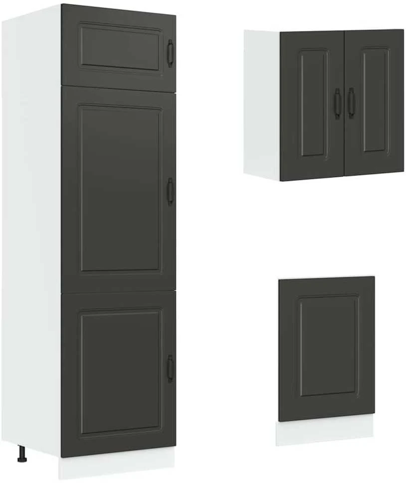 Virtuvinių spintelių komplektas, 8 dalių, Kalmar, juoda