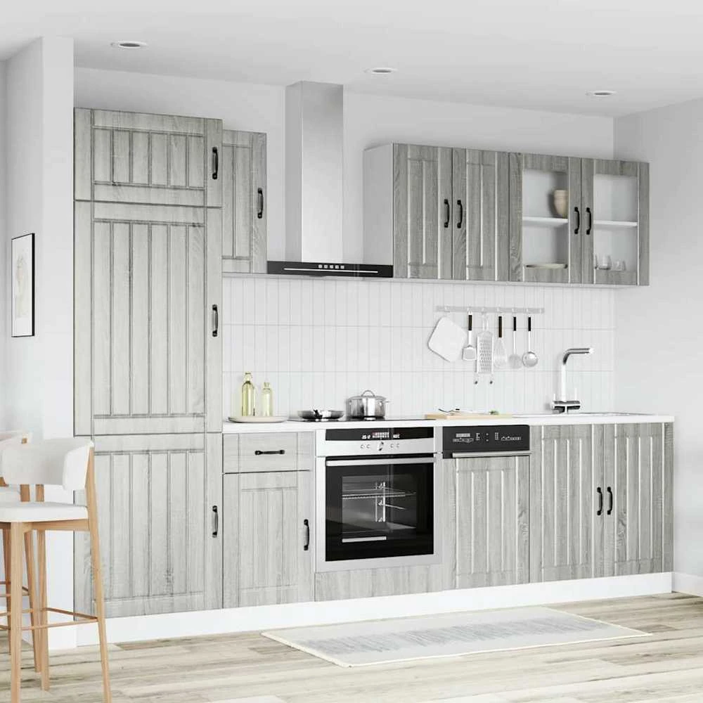 Virtuvinių spintelių komplektas, 8 dalių, Kalmar, pilka