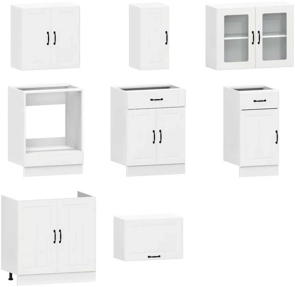 Virtuvinių spintelių komplektas, 8 dalių, Kalmar, balta