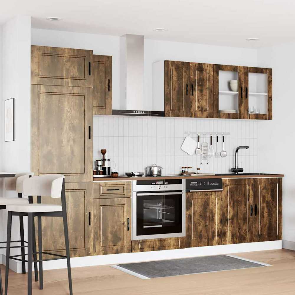 Virtuvinių spintelių komplektas, 8 dalių, Porto, dūminio