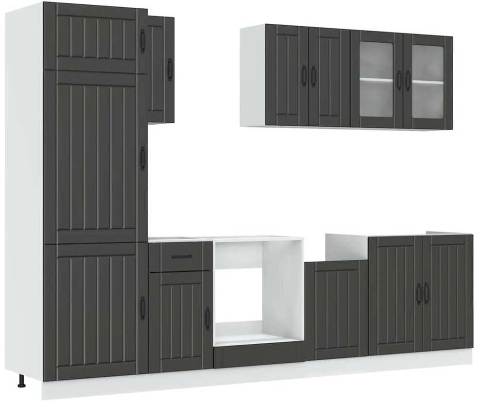 Virtuvinių spintelių komplektas, 8 dalių, Kalmar, juoda