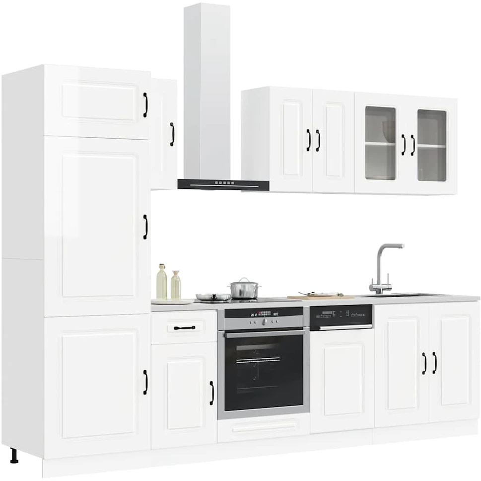 Virtuvinių spintelių komplektas, 8 dalių, Kalmar, balta