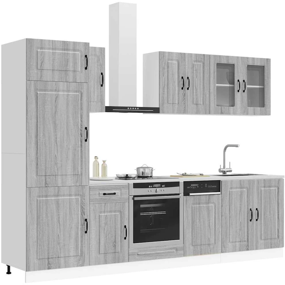 Virtuvinių spintelių komplektas, 8 dalių, Kalmar, pilka