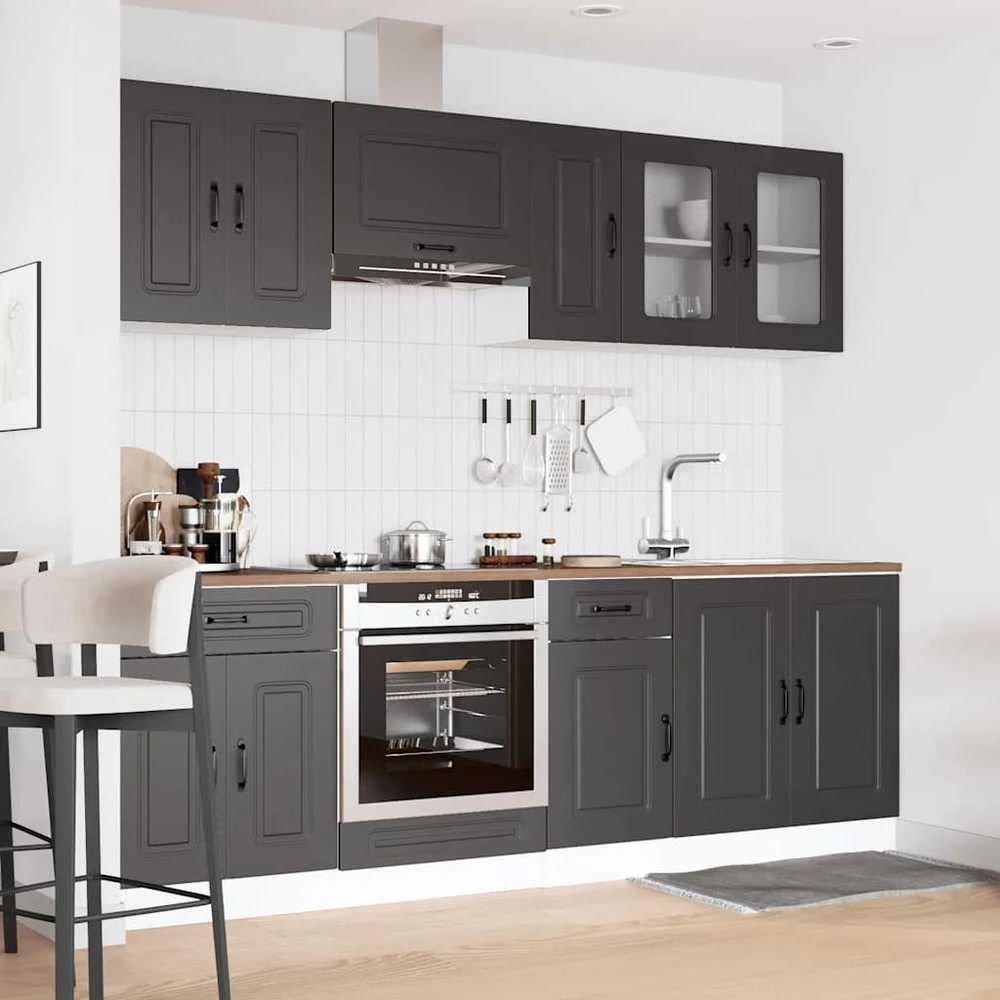 Virtuvinių spintelių komplektas, 8 dalių, Kalmar, juoda