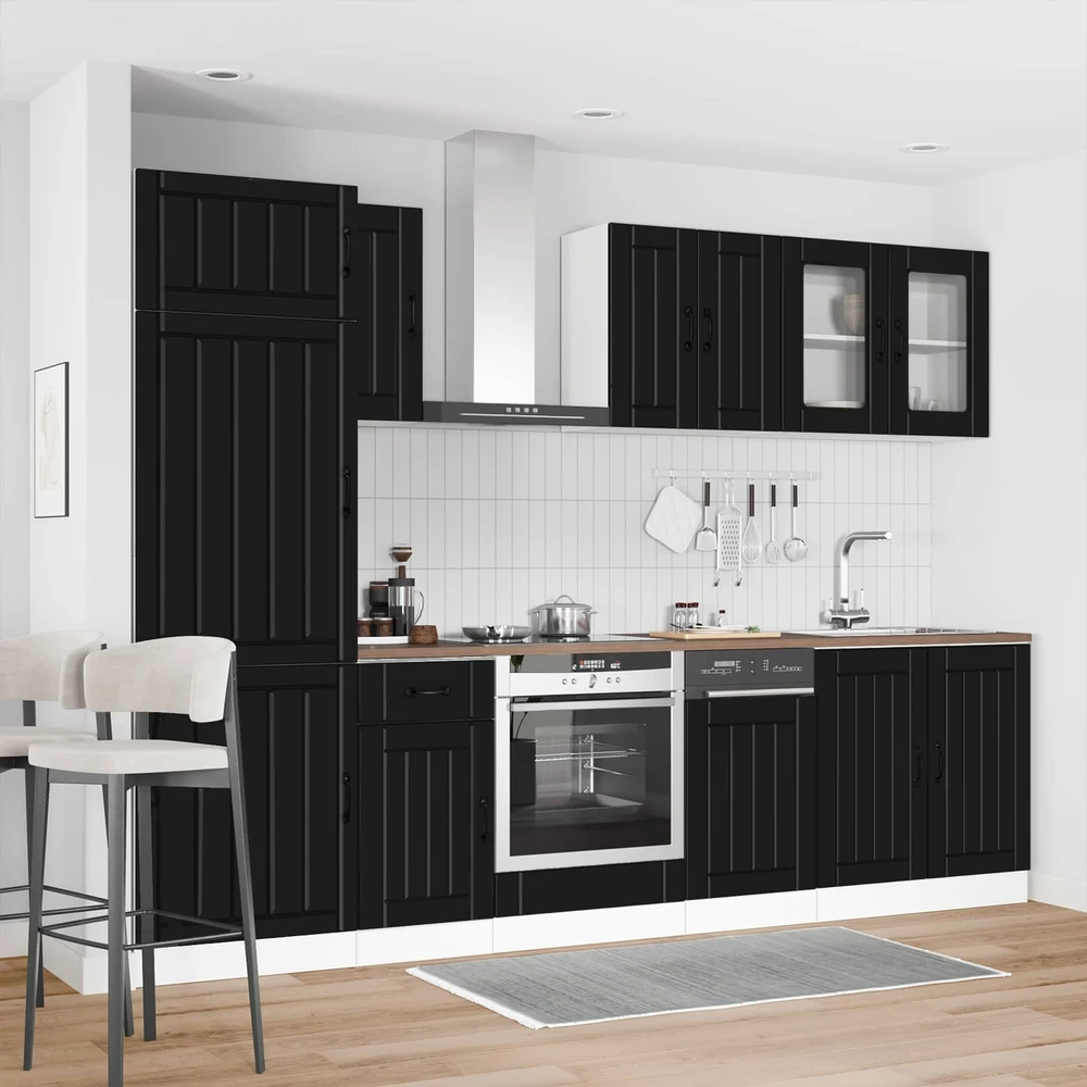 Virtuvinių spintelių komplektas, 8 dalių, Kalmar, juoda